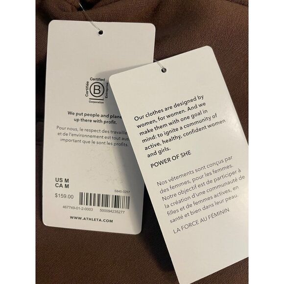 Athleta Westbound Sherpa Coat Jacket Brown Pockets Full Zip Faux Fur NWT Medium - Picture 9 of 9